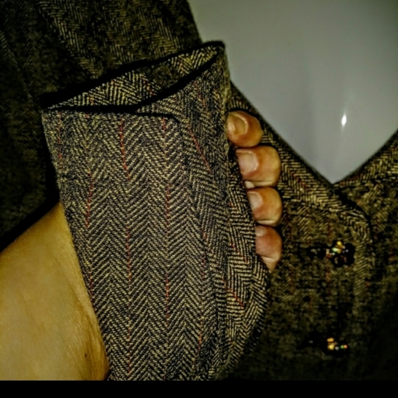 Spiegel Suit Tweed Jacket Brown Vintage Herringbone Size 4 - Picture 6 of 15